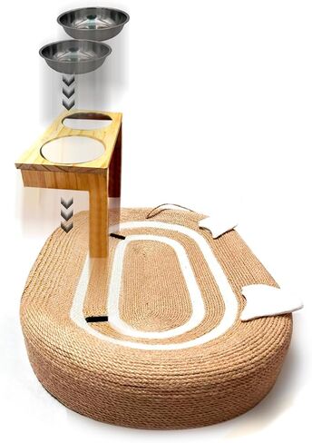 Cat Scratcher Cardboard 3 in 1, Oval Cat Scratching Board Pad Bowl Nest for Indoor Cats Grinding Claw, Cat Scratcher Bed, Cardboard Cat Bed with Elevated Cat Food Dish in Saudi Arabia
