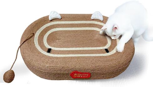 Cat Scratcher Cardboard 3 in 1, Oval Cat Scratching Board Pad Bowl Nest for Indoor Cats Grinding Claw, Cat Scratcher Bed, Cardboard Cat Bed with Elevated Cat Food Dish in Saudi Arabia