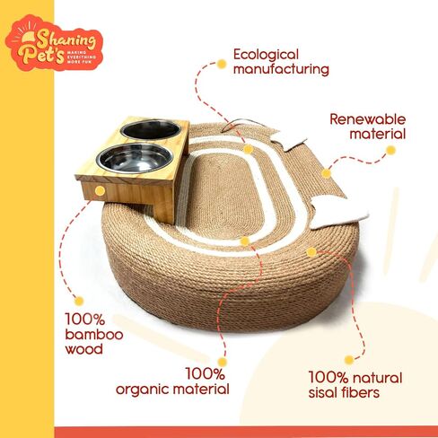 Cat Scratcher Cardboard 3 in 1, Oval Cat Scratching Board Pad Bowl Nest for Indoor Cats Grinding Claw, Cat Scratcher Bed, Cardboard Cat Bed with Elevated Cat Food Dish in Saudi Arabia