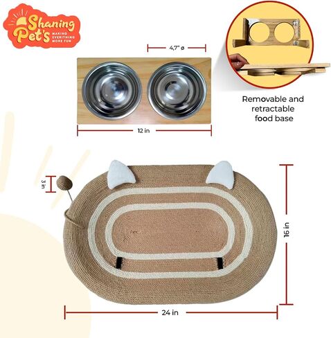Cat Scratcher Cardboard 3 in 1, Oval Cat Scratching Board Pad Bowl Nest for Indoor Cats Grinding Claw, Cat Scratcher Bed, Cardboard Cat Bed with Elevated Cat Food Dish in Saudi Arabia