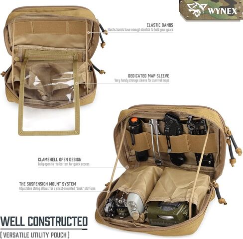 حقيبة WYNEX التكتيكية Molle Gear، حقائب Molle Admin حقيبة أدوات EDC مع خريطة كم مرفق Molle حقيبة أدوات مدمجة مدمجة تتضمن رقعة العلم in Kuwait