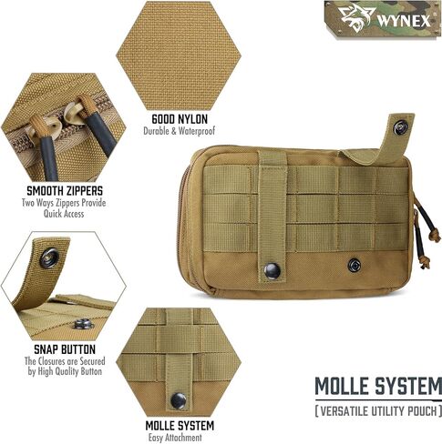 حقيبة WYNEX التكتيكية Molle Gear، حقائب Molle Admin حقيبة أدوات EDC مع خريطة كم مرفق Molle حقيبة أدوات مدمجة مدمجة تتضمن رقعة العلم in Kuwait