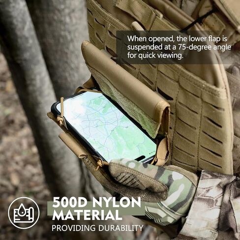حقيبة هاتف LIVANS Molle، حامل هاتف سترة تكتيكية، حامل هاتف محمول على الصدر، حامل للهاتف الذكي، حامل لحزام السترة، حجم الشاشة العالمي 6 "-6.7" in Kuwait