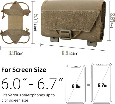 حقيبة هاتف LIVANS Molle، حامل هاتف سترة تكتيكية، حامل هاتف محمول على الصدر، حامل للهاتف الذكي، حامل لحزام السترة، حجم الشاشة العالمي 6 "-6.7" in Kuwait