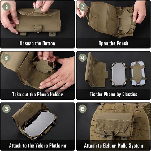 حقيبة هاتف LIVANS Molle، حامل هاتف سترة تكتيكية، حامل هاتف محمول على الصدر، حامل للهاتف الذكي، حامل لحزام السترة، حجم الشاشة العالمي 6 "-6.7" in Kuwait