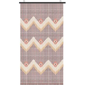 ANMINY Natural Wood Bamboo Beaded Curtain Wooden Hanging Room Divider Decorative Handmade Door Bead String Curtains Wall Panel Blinds for Doorway Restaurant Home Decor 35" by 76" - Wave Flower