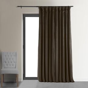 HPD Half Price Drapes Signature Blackout Velvet Curtains 96 Inches Long Heat & Full Light Blocking Blackout Curtain for Bedroom & Living Room (1 Panel), 50W x 96L, Denver Taupe in Kuwait
