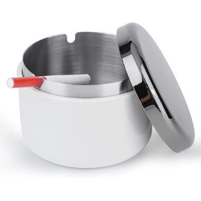 Smokeless Ashtray with Lid Ash Tray with Stainless Steel Liner Inside Cool Ashtrays for Cigarettes Outdoor Patio Home Office Tabletop（Dark Green) in Saudi Arabia