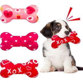 Lepawit Valentine's Day Dog Toys for Small and Medium Dogs, 3 Pack Soft Cotton Filled Squeaky Dog Toys, for Dogs, 7.5" x 4" in Kuwait