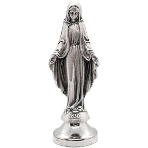 Mini Saint Statue | Classic Christian and Catholic Figurines | Silver-Tone Metal | Sticky Bottom - Easily Attach to Car Dash | Religious Home and Car Decor | Made in Italy (St. Anthony) in Kuwait
