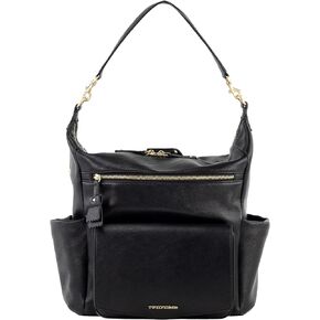 حقيبة ظهر TWELVElittle Peek A Boo للحفاضات قابلة للتحويل مع وسادة تغيير وحقيبة مناديل ومشابك لعربة الأطفال، جلد نباتي in Kuwait