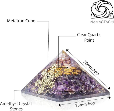 مانيفيست وفيرة - كبير 75 مم من الجمشت الهرمي الجمشت الكريستالي شري يانترا المال | هدية الحب | ثروة دوامة | حماية Emf | شاكرا ريكي الطاقة الإيجابية ~ الصحة والثروة in Kuwait