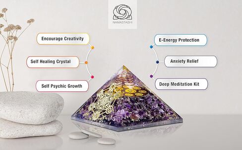 مانيفيست وفيرة - كبير 75 مم من الجمشت الهرمي الجمشت الكريستالي شري يانترا المال | هدية الحب | ثروة دوامة | حماية Emf | شاكرا ريكي الطاقة الإيجابية ~ الصحة والثروة in Kuwait