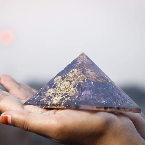 مانيفيست وفيرة - كبير 75 مم من الجمشت الهرمي الجمشت الكريستالي شري يانترا المال | هدية الحب | ثروة دوامة | حماية Emf | شاكرا ريكي الطاقة الإيجابية ~ الصحة والثروة in Kuwait
