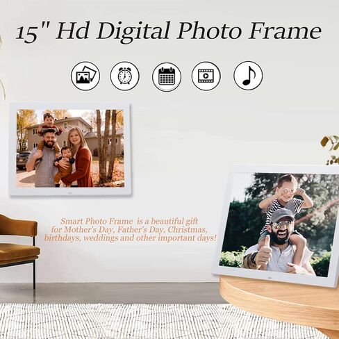 إطار صور رقمي عالي الدقة مقاس 15 بوصة من Ciglow، إطار صور رقمي 1280 * 800 إطار صور إلكتروني مع مشغل موسيقى وفيديو، وساعة منبه، وتقويم، وما إلى ذلك. مكبر صوت مدمج لسوق المكاتب المنزلية وما إلى ذلك (أبيض) in Saudi Arabia