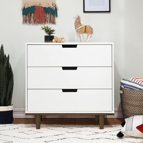DaVinci Marley 3-Drawer Dresser in White Finish and Natural Legs in Kuwait