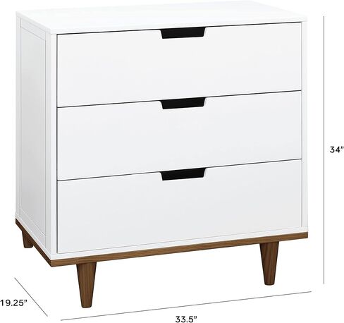 DaVinci Marley 3-Drawer Dresser in White Finish and Natural Legs in Kuwait