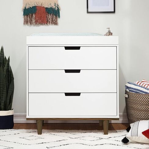 DaVinci Marley 3-Drawer Dresser in White Finish and Natural Legs in Kuwait