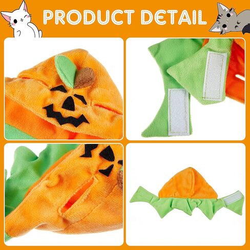 Xuniea 2 Pieces Halloween Pumpkin Cat Hat Adjustable Pumpkin Cat Costumes Cute Pumpkin Cat Party Hat Cat Cosplay Costume Cap for Pet Cats Kitty Kitten Festival Costumes in Kuwait