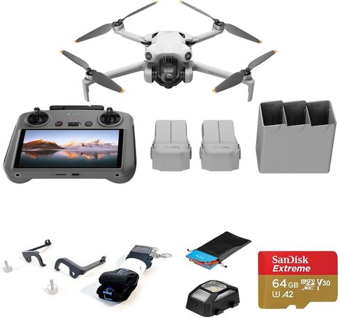 DJI Mini 4 Pro Drone Fly More Combo, Bundle with Claw Lanyard Mounting System, Landing Pad and Strobe Light, SD Card in Saudi Arabia