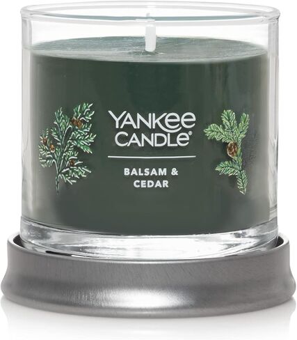 Yankee Candle Balsam & Cedar Scented, Signature 4.3oz Small Tumbler Single Wick Candle, Over 20 Hours of Burn Time, Christmas | Holiday Candle in Saudi Arabia