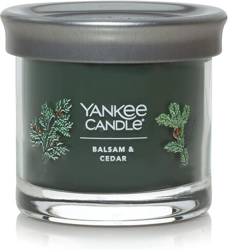 Yankee Candle Balsam & Cedar Scented, Signature 4.3oz Small Tumbler Single Wick Candle, Over 20 Hours of Burn Time, Christmas | Holiday Candle in Saudi Arabia