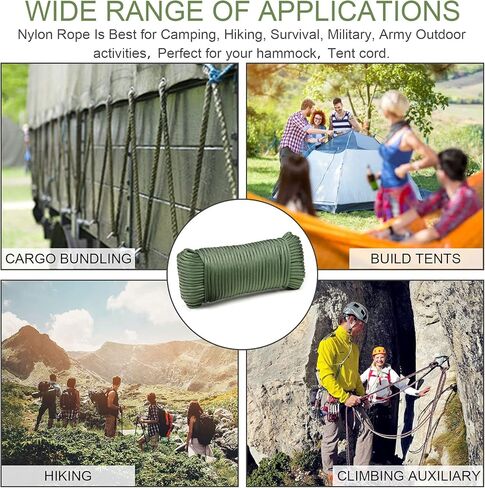VideoPUP 650 رطل باراكورد 50 متر - 9 حبل باراكورد - 4 مم حبل نايلون Mil-Spec para Cord - حبل التخييم والمشي لمسافات طويلة وصيد الأسماك والبقاء على قيد الحياة صبي الكشافة المظلة حبل بكرة كتلة سلك معلق in Kuwait