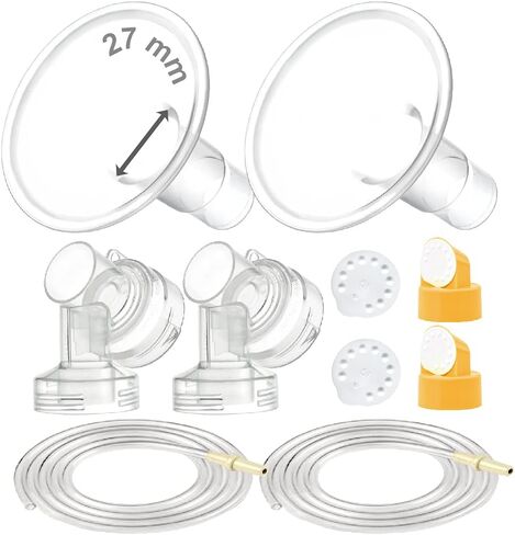 Maymom Breast Pump Kit Compatible with Medela Pump in Style Advanced Pump; 2xTwo-piece 19mm Breastshield, 2 Valve, 4 Membrane, 2 Replacement Tubing; Replacement Part for Medela Shield, Silicone Valve in Saudi Arabia