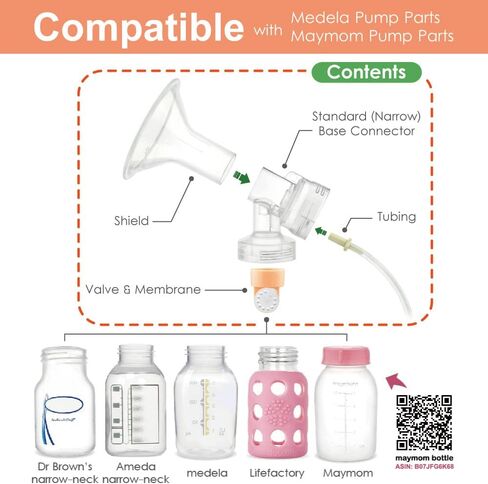 Maymom Breast Pump Kit Compatible with Medela Pump in Style Advanced Pump; 2xTwo-piece 19mm Breastshield, 2 Valve, 4 Membrane, 2 Replacement Tubing; Replacement Part for Medela Shield, Silicone Valve in Saudi Arabia