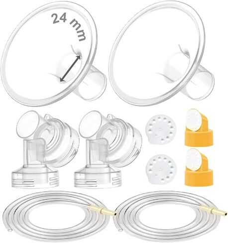 Maymom Breast Pump Kit Compatible with Medela Pump in Style Advanced Pump; 2xTwo-piece 19mm Breastshield, 2 Valve, 4 Membrane, 2 Replacement Tubing; Replacement Part for Medela Shield, Silicone Valve in Saudi Arabia