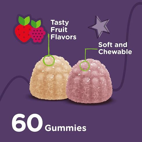 علكات الكالسيوم مع فيتامين د3 مُصممة للأطفال - تدعم صحة العظام وصحة الأسنان [كالسيوم 500 مجم] بالإضافة إلى [فيتامين د3 25 ميكروجرام 1000 وحدة دولية] خالية من الكائنات المعدلة وراثيًا وقابلة للمضغ بنكهة الفاكهة اللزجة 60 لكل زجاجة، عبوتان in Kuwait