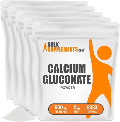 BulkSupplements.com مسحوق جلوكونات الكالسيوم - مكمل الكالسيوم، مسحوق الكالسيوم - مكمل جلوكونات الكالسيوم، 600 مجم (55 مجم كالسيوم) لكل وجبة، 500 جرام (1.1 رطل) in Saudi Arabia