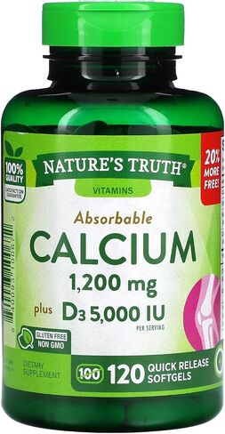 Nature's Truth Absorbable Calcium 1200 mg Plus D3 5000 IU per Serving Quick Release Softgels - 120 ct, Pack of 2 in Saudi Arabia