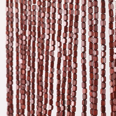 ANMINY Natural Wood Bamboo Beaded Curtain Wooden Hanging Room Divider Decorative Handmade Door Bead String Curtains Wall Panel Blinds for Doorway Restaurant Home Decor 35" by 76" - Wave Flower in Saudi Arabia