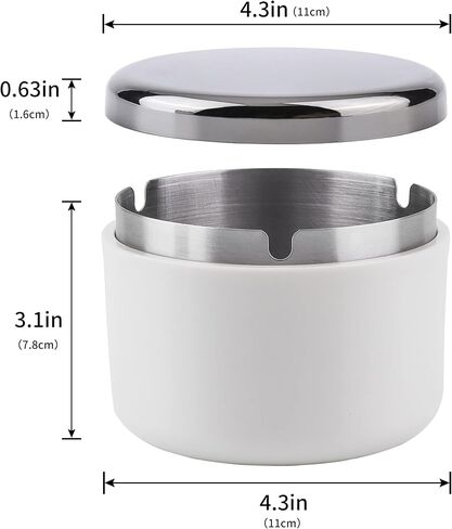 Smokeless Ashtray with Lid Ash Tray with Stainless Steel Liner Inside Cool Ashtrays for Cigarettes Outdoor Patio Home Office Tabletop（Dark Green) in Kuwait