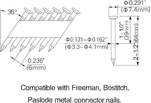 Freeman PMC250 Pneumatic 35° 2-1/2" Metal Connector Nailer Ergonomic & Lightweight Nail Gun with Exposed Nail Tip & Safety Trigger in Kuwait
