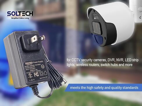 [UL Listed] 12V 2A AC Adapter with 4-Way Power Splitter for CCTV Security Cameras, Regulated 12Volts 2000mA 24W AC DC Universal Power Supply Cord for Samsung Wisenet Night Owl Lorex Q-See Swann in Kuwait