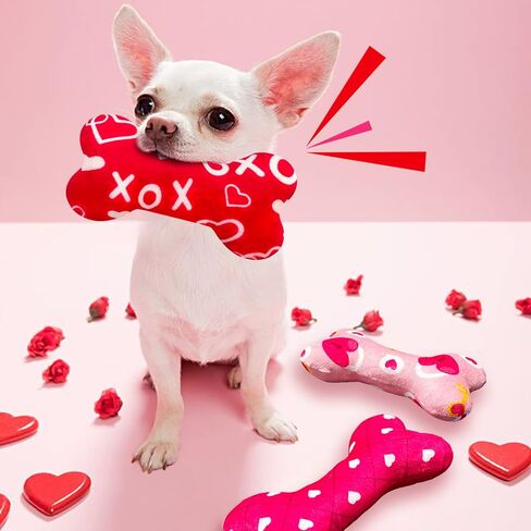 ألعاب الكلاب من ليباويت لعيد الحب للكلاب الصغيرة والمتوسطة، 3 عبوات من ألعاب الكلاب الناعمة المملوءة بالقطن الناعم، للكلاب، مقاس 7.5 بوصة × 4 بوصة in Kuwait