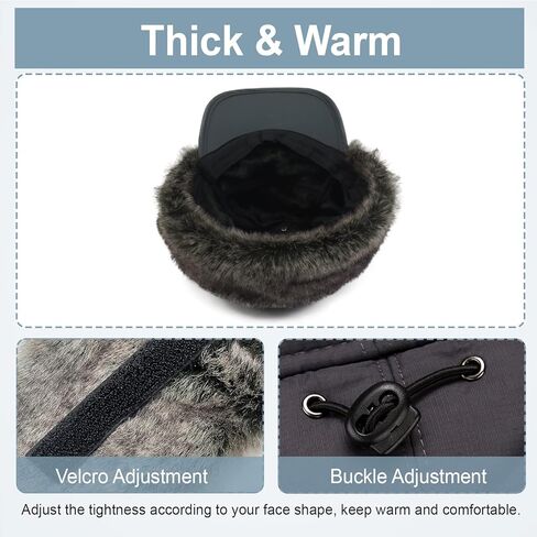 Phaiy Trapper Hat for Men Women, Winter Hats with Ear Flaps, Full Face Windproof Mask Baseball Cap with Warm Faux Fur Lined in Kuwait
