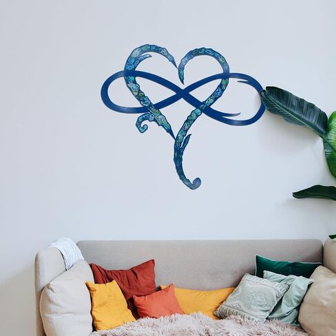 Infinity Heart Metal Wall Decor, Unique Infinity Heart Wall Decor Love Sign Plaque Steel Art Geometric Bedroom Ornaments Cut Out for Home, Wedding Decor (11.4x13.7in, Black) in Kuwait