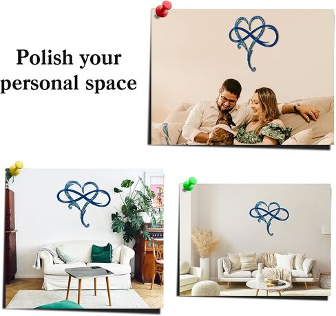 Infinity Heart Metal Wall Decor, Unique Infinity Heart Wall Decor Love Sign Plaque Steel Art Geometric Bedroom Ornaments Cut Out for Home, Wedding Decor (11.4x13.7in, Black) in Kuwait