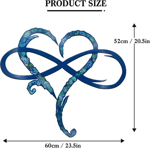 Infinity Heart Metal Wall Decor, Unique Infinity Heart Wall Decor Love Sign Plaque Steel Art Geometric Bedroom Ornaments Cut Out for Home, Wedding Decor (11.4x13.7in, Black) in Kuwait