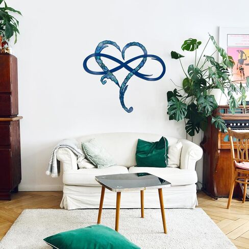 Infinity Heart Metal Wall Decor, Unique Infinity Heart Wall Decor Love Sign Plaque Steel Art Geometric Bedroom Ornaments Cut Out for Home, Wedding Decor (11.4x13.7in, Black) in Kuwait
