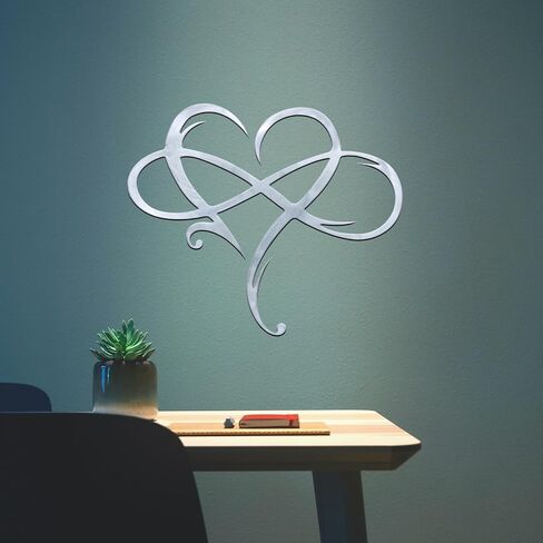 Infinity Heart Metal Wall Decor, Unique Infinity Heart Wall Decor Love Sign Plaque Steel Art Geometric Bedroom Ornaments Cut Out for Home, Wedding Decor (11.4x13.7in, Black) in Kuwait