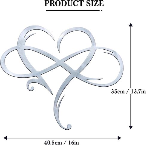 Infinity Heart Metal Wall Decor, Unique Infinity Heart Wall Decor Love Sign Plaque Steel Art Geometric Bedroom Ornaments Cut Out for Home, Wedding Decor (11.4x13.7in, Black) in Kuwait