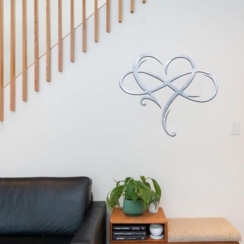 Infinity Heart Metal Wall Decor, Unique Infinity Heart Wall Decor Love Sign Plaque Steel Art Geometric Bedroom Ornaments Cut Out for Home, Wedding Decor (11.4x13.7in, Black) in Kuwait