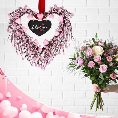 اكليل عيد الحب مقاس 15 انش من دونساجي، اكليل باب عيد الحب للباب الامامي، اكليل قلب مع سبورة ذاتية الصنع، ديكور عيد الحب للمنزل والزفاف والذكرى السنوية in Kuwait