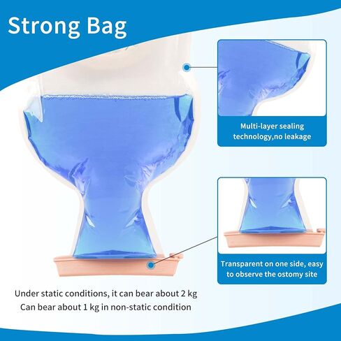 10 قطع من اكياس فغر القولون، لوازم فغر القولون، اكياس من قطعة واحدة قابلة للتصريف مع مشبك اغلاق للعناية بالفغر اللفائفي، مقصوصة لتناسب الجسم، عبوة مع صندوق. (مع الكربون المنشط) in Kuwait