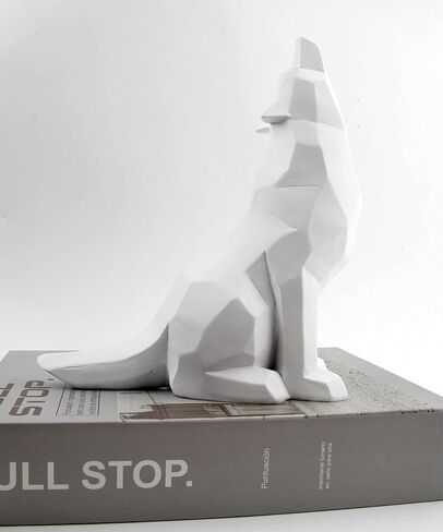 Wisifayardin White Howling Wolf Figurine Statue for Home Decor in Saudi Arabia