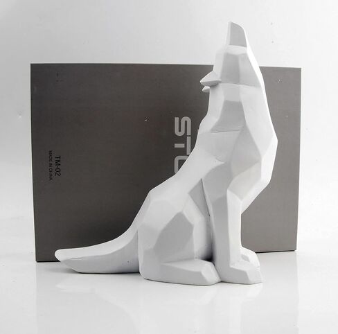 Wisifayardin White Howling Wolf Figurine Statue for Home Decor in Saudi Arabia